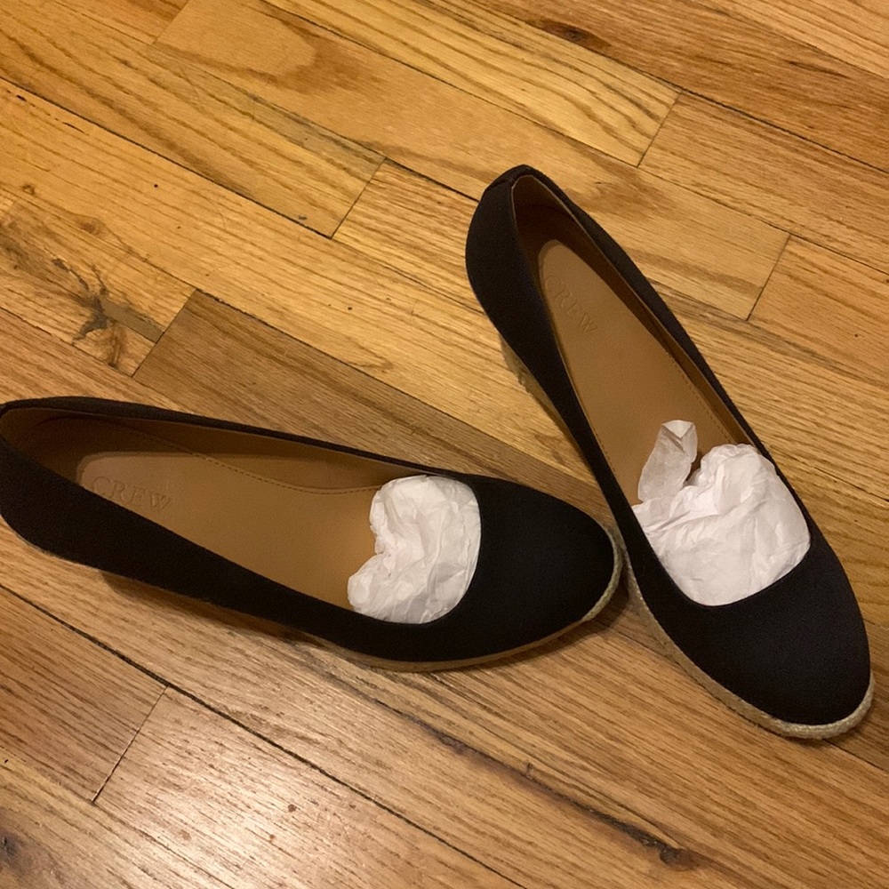 New Jcrew espadrille wedge black canvas 8.5